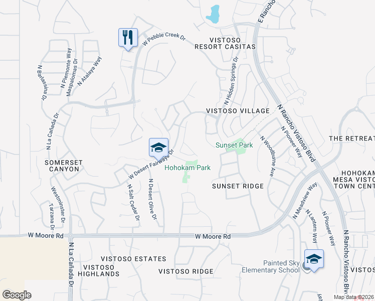 map of restaurants, bars, coffee shops, grocery stores, and more near 728 West Buffalo Grass Drive in Oro Valley