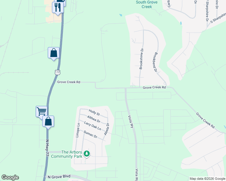 map of restaurants, bars, coffee shops, grocery stores, and more near 2449 Rembrandt Drive in Waxahachie