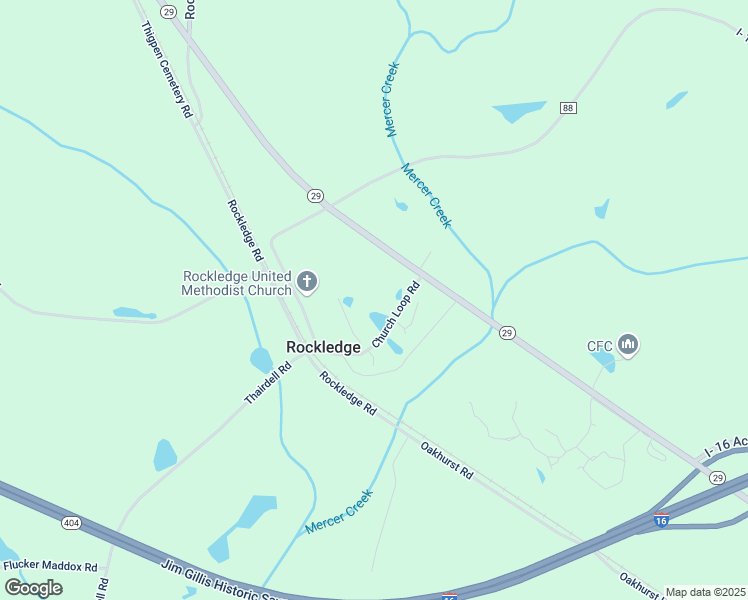 map of restaurants, bars, coffee shops, grocery stores, and more near Church Loop Road in Rockledge