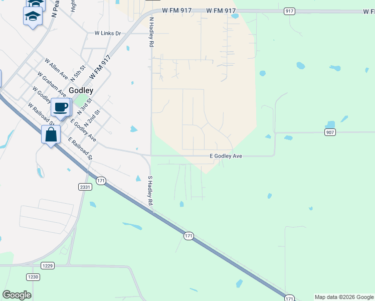 map of restaurants, bars, coffee shops, grocery stores, and more near 5660 E Godley Ave in Godley