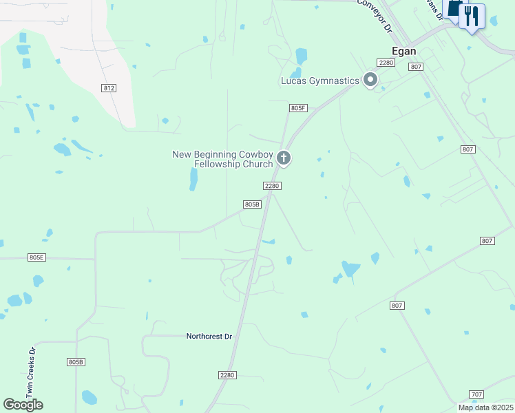 map of restaurants, bars, coffee shops, grocery stores, and more near 4420 County Road 805B in Cleburne