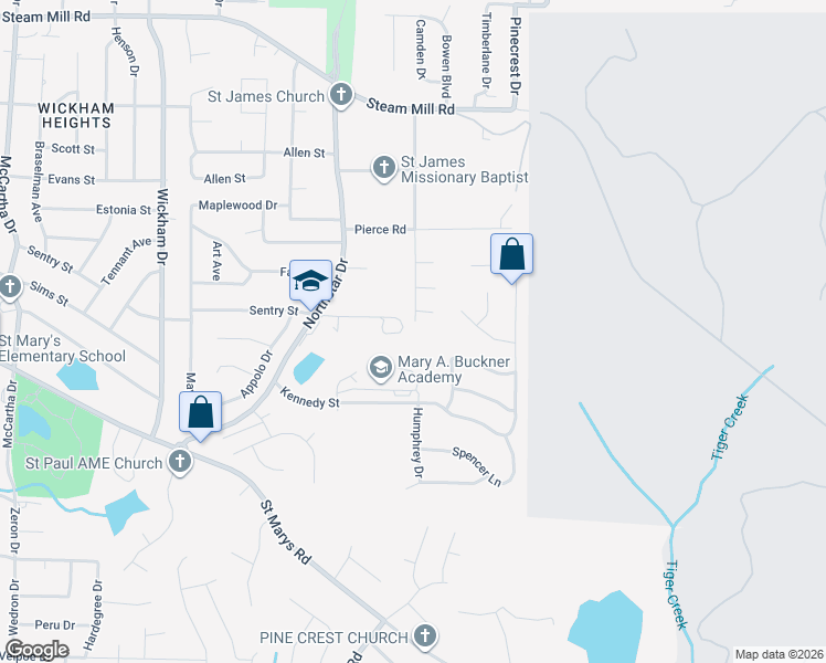 map of restaurants, bars, coffee shops, grocery stores, and more near 32 R C Allen Drive in Columbus