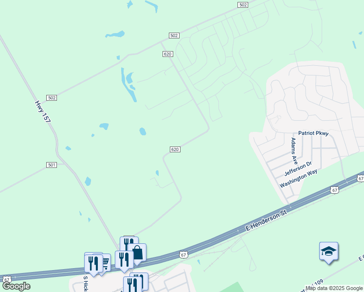 map of restaurants, bars, coffee shops, grocery stores, and more near 18525 County Road 620 in Venus