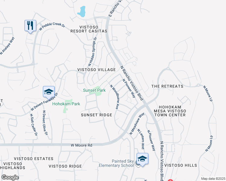 map of restaurants, bars, coffee shops, grocery stores, and more near 335 West Sacaton Canyon Drive in Oro Valley