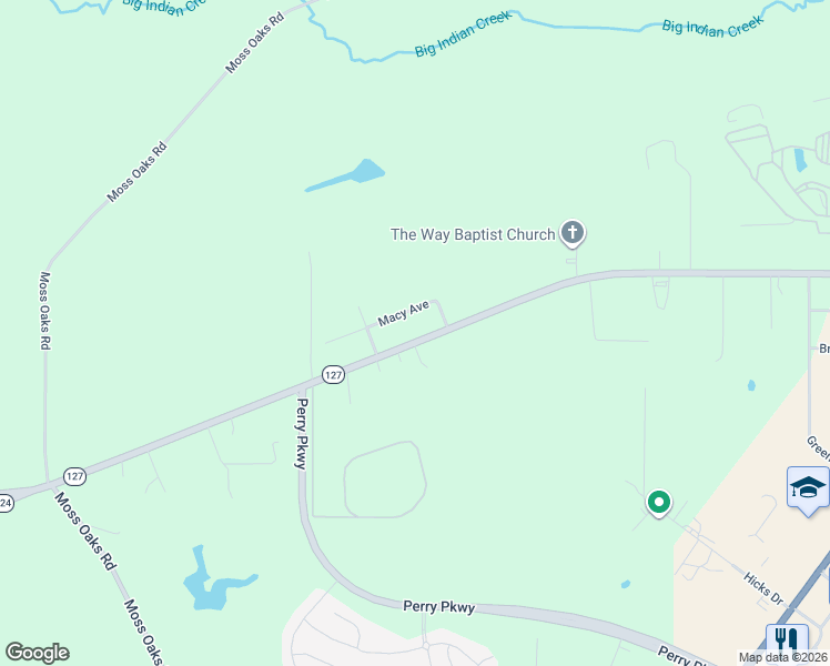 map of restaurants, bars, coffee shops, grocery stores, and more near 2208 Marshallville Road in Perry