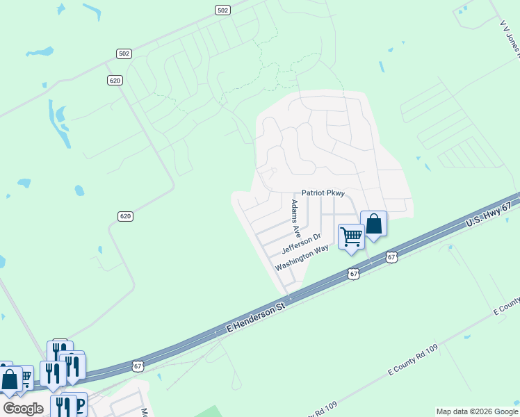 map of restaurants, bars, coffee shops, grocery stores, and more near 111 Rebel Road in Venus