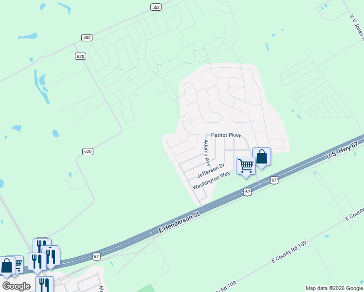 map of restaurants, bars, coffee shops, grocery stores, and more near 111 Rebel Road in Venus
