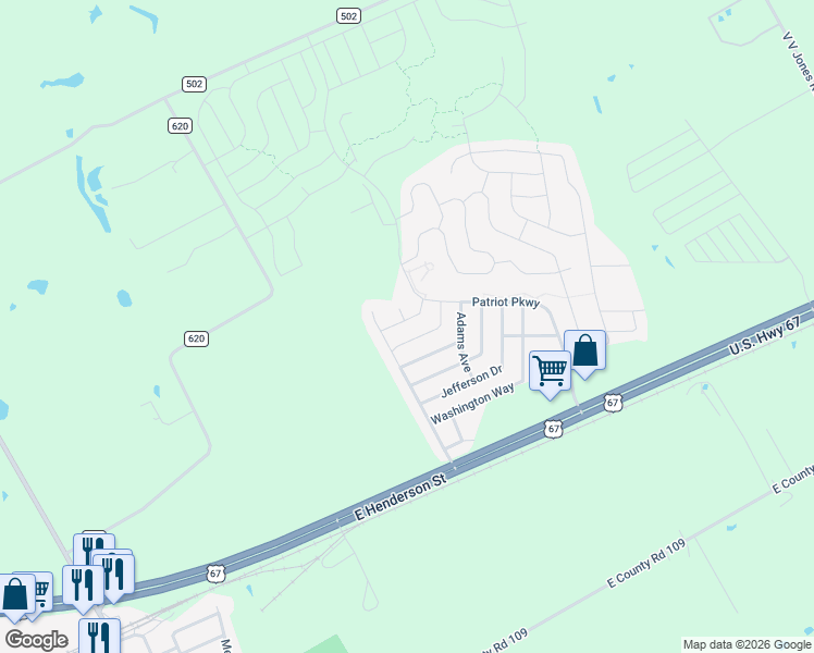 map of restaurants, bars, coffee shops, grocery stores, and more near 111 Rebel Road in Venus