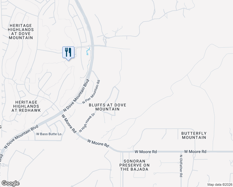 map of restaurants, bars, coffee shops, grocery stores, and more near 13130 North High Hawk Drive in Marana