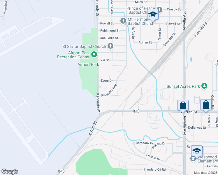 map of restaurants, bars, coffee shops, grocery stores, and more near 6909 Frazier Circle in Shreveport
