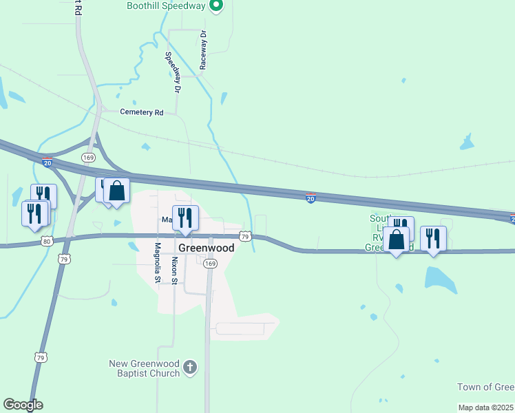map of restaurants, bars, coffee shops, grocery stores, and more near 9031 Centennial Drive in Greenwood