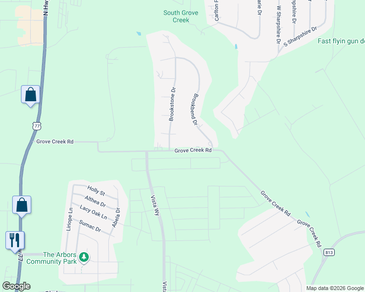 map of restaurants, bars, coffee shops, grocery stores, and more near 648 Grove Creek Road in Waxahachie