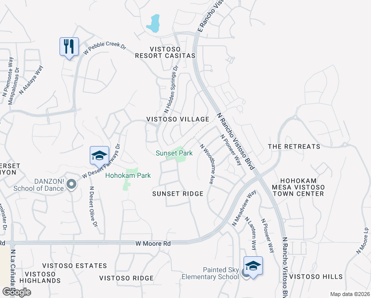 map of restaurants, bars, coffee shops, grocery stores, and more near 446 West Klinger Canyon Drive in Oro Valley