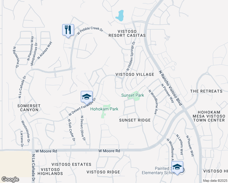 map of restaurants, bars, coffee shops, grocery stores, and more near 13183 North Tanner Robert Drive in Oro Valley