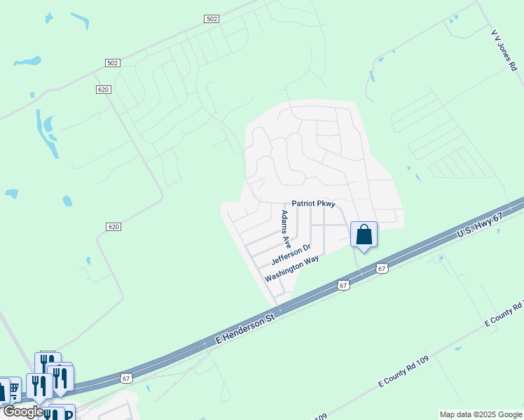 map of restaurants, bars, coffee shops, grocery stores, and more near 127 Mount Vernon Lane in Venus