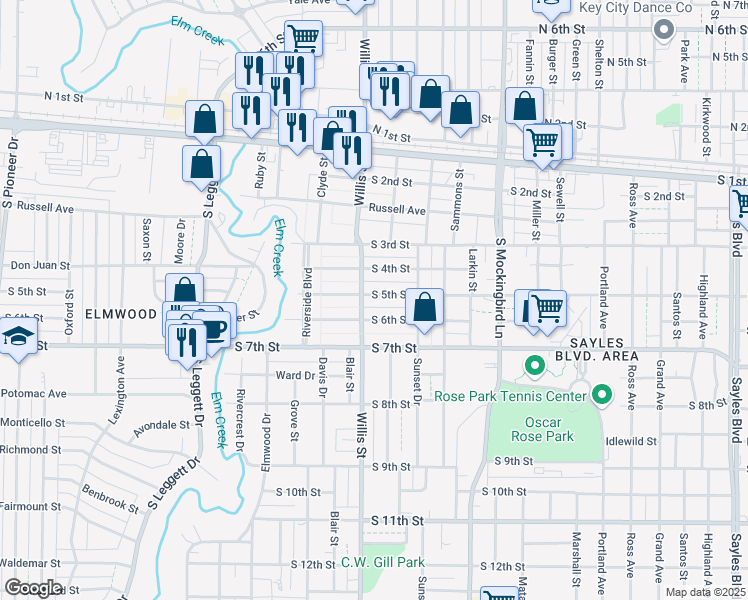 map of restaurants, bars, coffee shops, grocery stores, and more near 3233 South 5th Street in Abilene