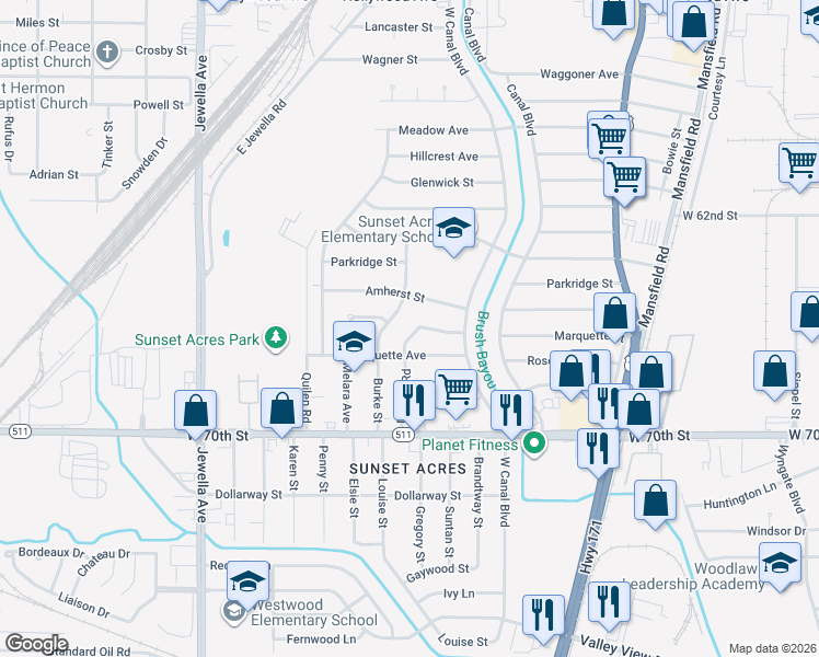 map of restaurants, bars, coffee shops, grocery stores, and more near 2940 Despot Road in Shreveport