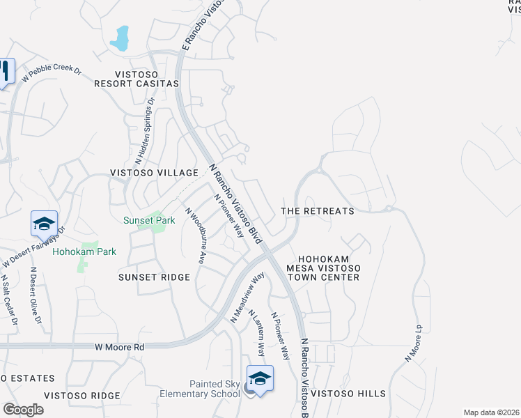 map of restaurants, bars, coffee shops, grocery stores, and more near 25 East Dragoon Wash Drive in Oro Valley