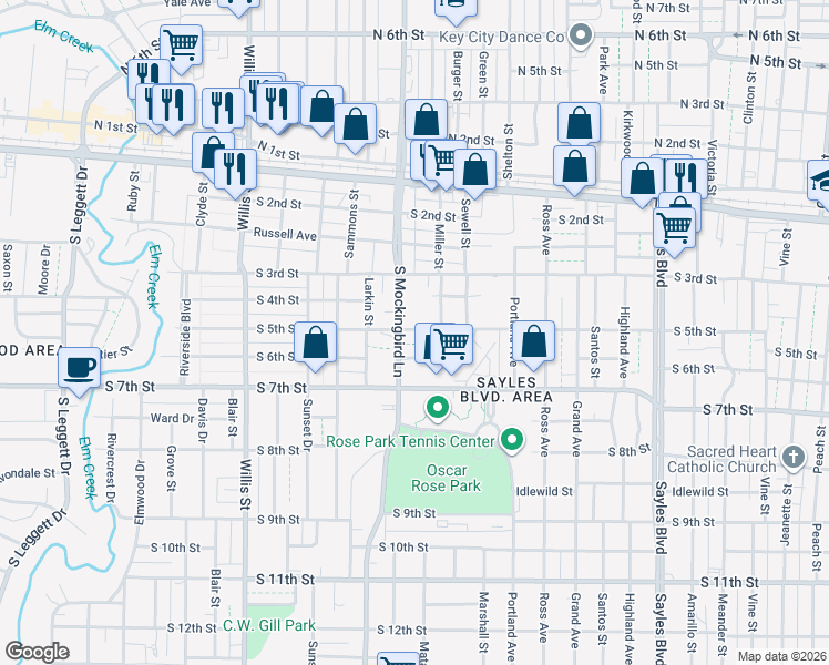map of restaurants, bars, coffee shops, grocery stores, and more near 2840 South 6th Street in Abilene