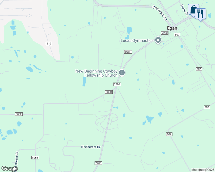 map of restaurants, bars, coffee shops, grocery stores, and more near 4420 County Road 805B in Cleburne