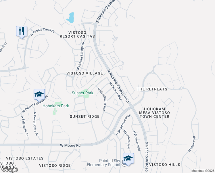 map of restaurants, bars, coffee shops, grocery stores, and more near 247 West Brinkley Springs Drive in Oro Valley