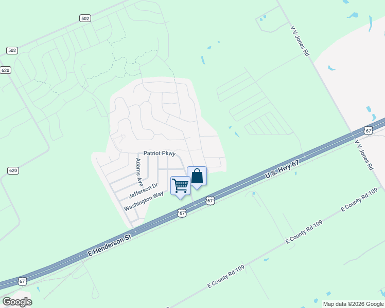 map of restaurants, bars, coffee shops, grocery stores, and more near 151 Presidents Way in Venus