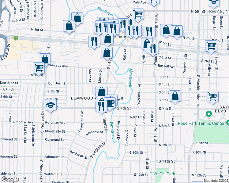 map of restaurants, bars, coffee shops, grocery stores, and more near 3906 Lynwood Lane in Abilene