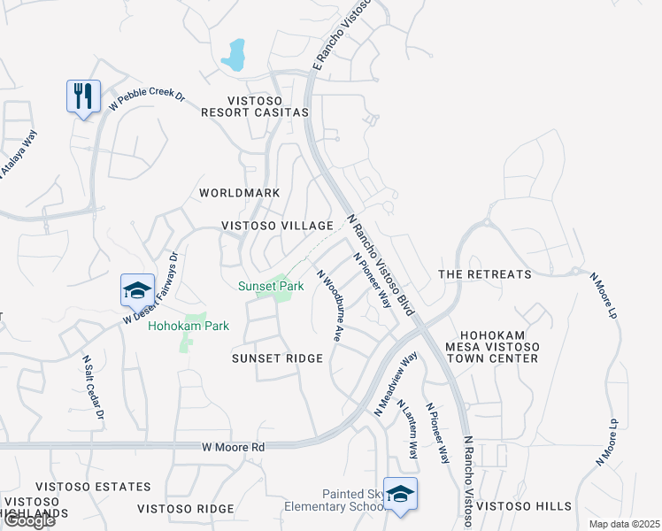 map of restaurants, bars, coffee shops, grocery stores, and more near 304 West Sacaton Canyon Drive in Oro Valley