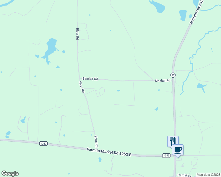 map of restaurants, bars, coffee shops, grocery stores, and more near 592 Sinclair Road in Kilgore