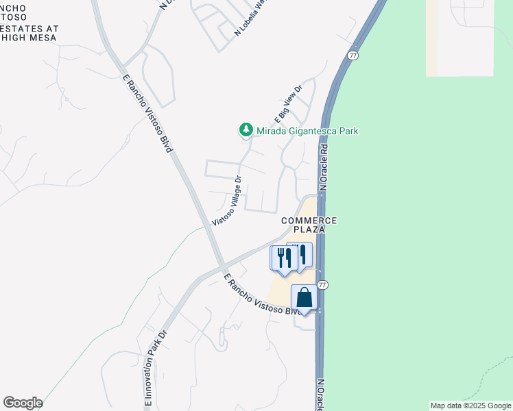 map of restaurants, bars, coffee shops, grocery stores, and more near 13256 North Hammerstone Lane in Oro Valley