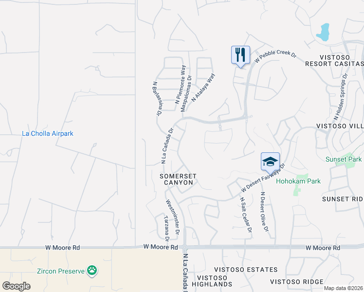 map of restaurants, bars, coffee shops, grocery stores, and more near 13254 North Woosnam Way in Oro Valley