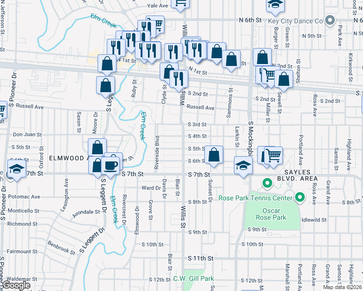 map of restaurants, bars, coffee shops, grocery stores, and more near 3233 South 4th Street in Abilene