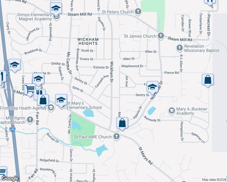 map of restaurants, bars, coffee shops, grocery stores, and more near 191 Wickham Drive in Columbus
