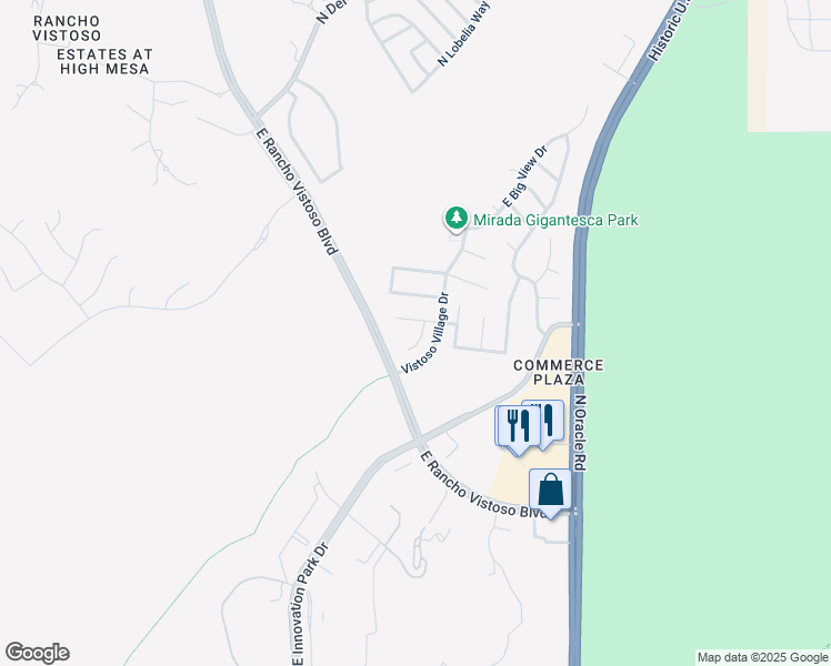 map of restaurants, bars, coffee shops, grocery stores, and more near 13237 North Classic Overlook Court in Oro Valley