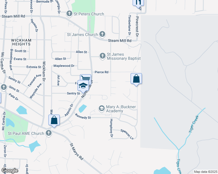 map of restaurants, bars, coffee shops, grocery stores, and more near 65 R C Allen Drive in Columbus