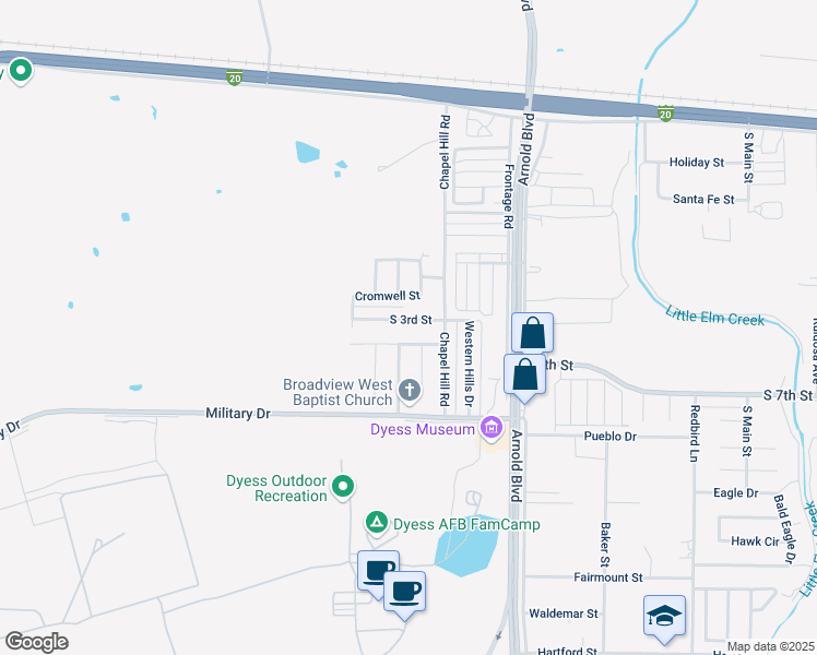 map of restaurants, bars, coffee shops, grocery stores, and more near 6557 South 3rd Street in Abilene