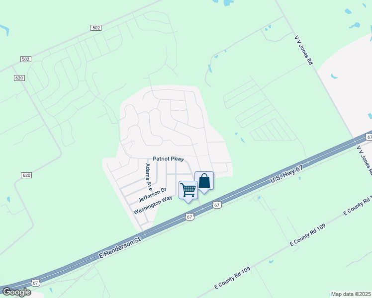 map of restaurants, bars, coffee shops, grocery stores, and more near 122 Presidents Way in Venus