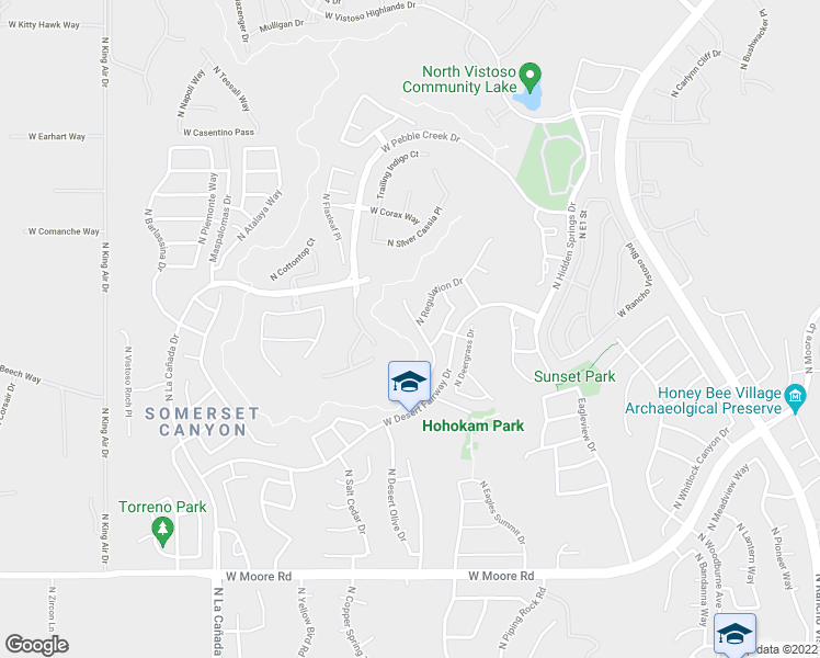 map of restaurants, bars, coffee shops, grocery stores, and more near 13245 North Booming Drive in Oro Valley