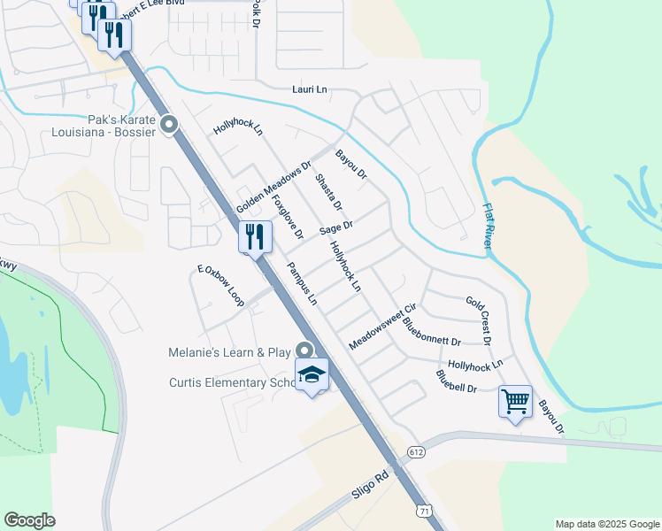 map of restaurants, bars, coffee shops, grocery stores, and more near 5312 Susanna Drive in Bossier City