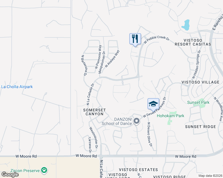 map of restaurants, bars, coffee shops, grocery stores, and more near 13257 North Rainbow Cactus Court in Tucson