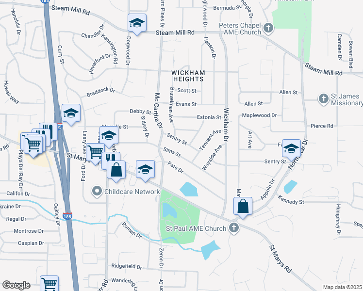 map of restaurants, bars, coffee shops, grocery stores, and more near 4534 Sentry Street in Columbus