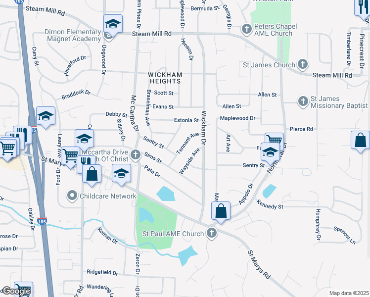 map of restaurants, bars, coffee shops, grocery stores, and more near 316 Tennant Avenue in Columbus