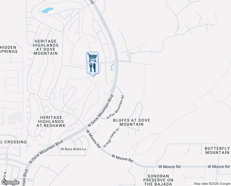 map of restaurants, bars, coffee shops, grocery stores, and more near 4808 West Pier Mountain Place in Marana