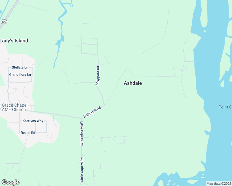 map of restaurants, bars, coffee shops, grocery stores, and more near 25 Sams Point Road in Beaufort