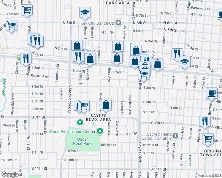 map of restaurants, bars, coffee shops, grocery stores, and more near 2441 South 3rd Street in Abilene