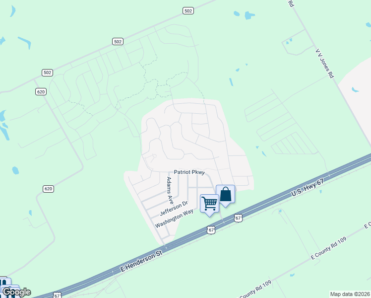 map of restaurants, bars, coffee shops, grocery stores, and more near 164 Presidents Way in Venus