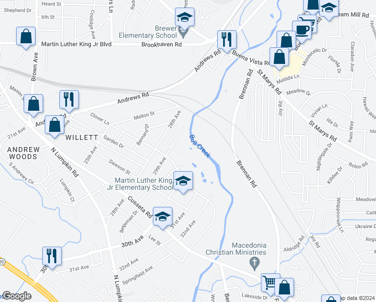map of restaurants, bars, coffee shops, grocery stores, and more near 400 29th Avenue in Columbus