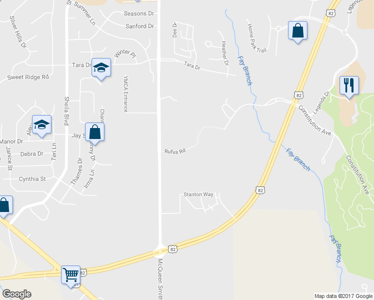 map of restaurants, bars, coffee shops, grocery stores, and more near Rufus Rd in Prattville