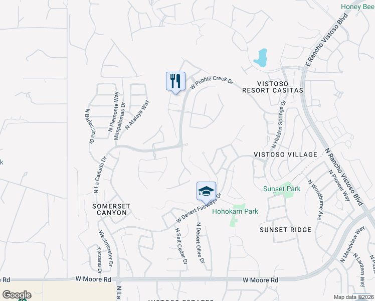 map of restaurants, bars, coffee shops, grocery stores, and more near 13350 North La Cañada Drive in Oro Valley