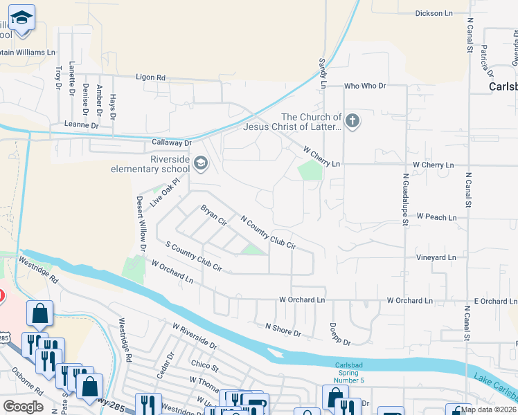map of restaurants, bars, coffee shops, grocery stores, and more near Palo Verde Loop in Carlsbad